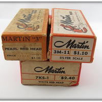Martin Pearl Red Head, White Red Head & Silver Scale Empty Box Lot Of Three