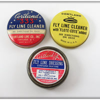 Cortland 333 Fly Line Cleaner & Dressing Tin Lot Of Three