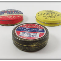 Cortland 333 Fly Line Cleaner & Dressing Tin Lot Of Three