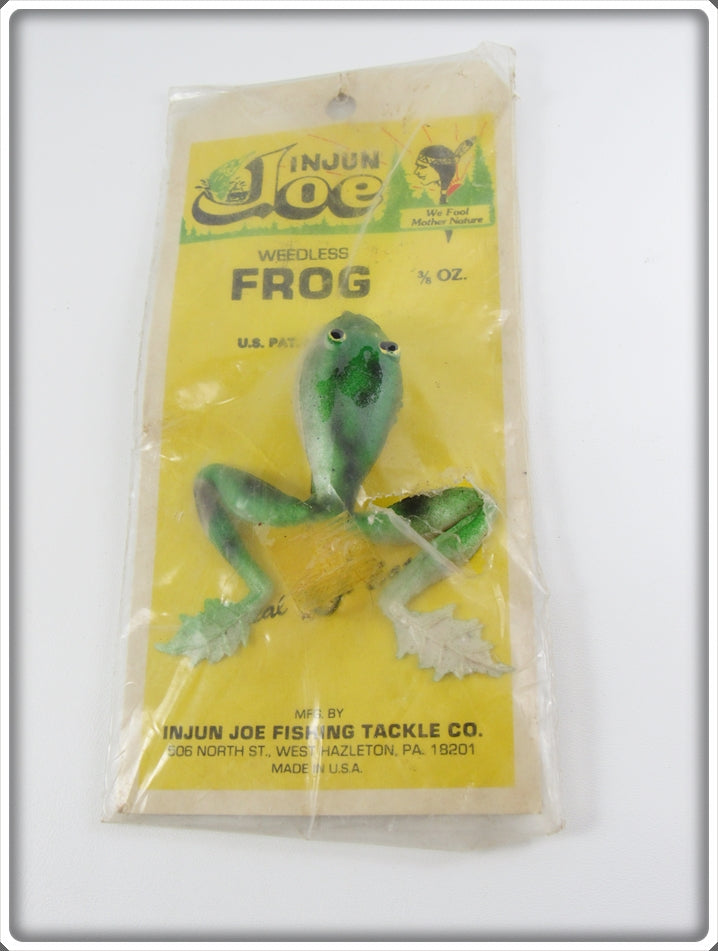 Vintage Injun Joe Fishing Tackle Co Weedless Frog On Card