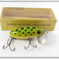 Vintage Fred Arbogast Frog Spot Jitterbug Lure In Box