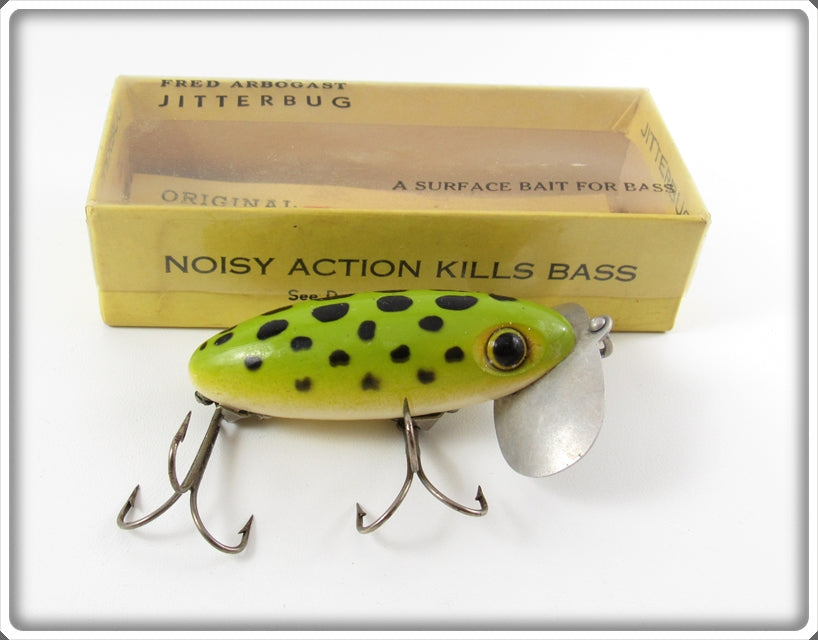 Vintage Fred Arbogast Frog Spot Jitterbug Lure In Box