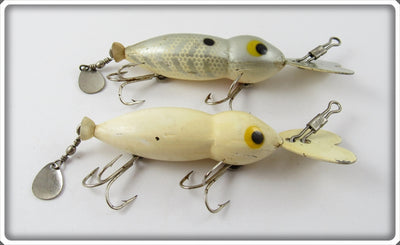 Vintage Whopper Stopper White & Grey Scale Hellbender Lure Pair