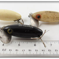 Arbogast Black, Red/White & Luminous Jitterbug Lot Of Three