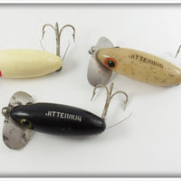 Arbogast Black, Red/White & Luminous Jitterbug Lot Of Three