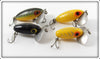Vintage Arbogast Yellow, Black & Perch Jitterbug Lot Of Four 