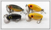 Arbogast Yellow, Black & Perch Jitterbug Lot Of Four