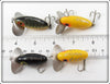 Arbogast Yellow, Black & Perch Jitterbug Lot Of Four