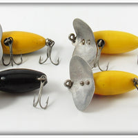 Arbogast Yellow, Black & Perch Jitterbug Lot Of Four