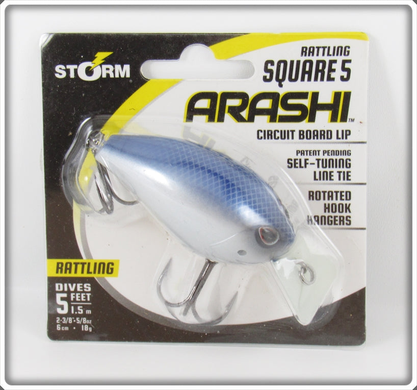 Storm Hot Blue Shad Arashi Rattling Square 5 Lure On Card