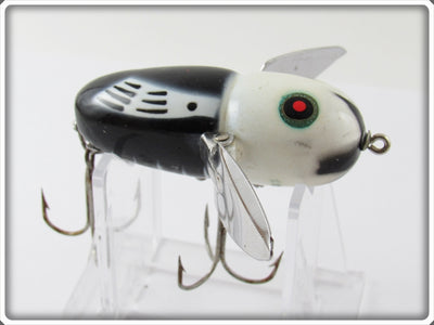 Vintage Heddon Black White Head Crazy Crawler Lure