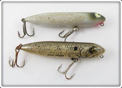 Vintage Heddon Silver Flitter & G Finish Zara Puppy Lure Pair