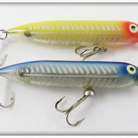 Vintage Heddon Blue Shore & Yellow Shore Zara Puppy Lure Pair