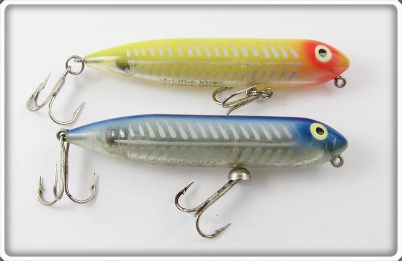 Vintage Heddon Blue Shore & Yellow Shore Zara Puppy Lure Pair
