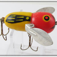 Vintage Heddon Yellow Red Head Tiny Crazy Crawler Lure