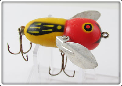 Vintage Heddon Yellow Red Head Tiny Crazy Crawler Lure