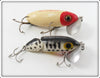 Fred Arbogast Red Head White & Coachdog Jitterbug Lure Pair 
