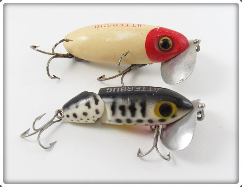 Fred Arbogast Red Head White & Coachdog Jitterbug Lure Pair 