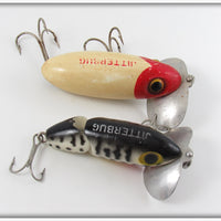 Arbogast Red Head White & Coachdog Jitterbug Pair
