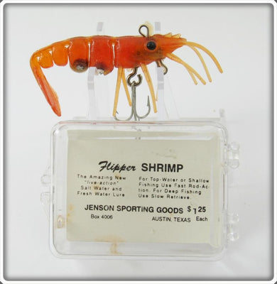 Jenson Sporting Goods Dark Amber Flipper Shrimp Lure In Box 