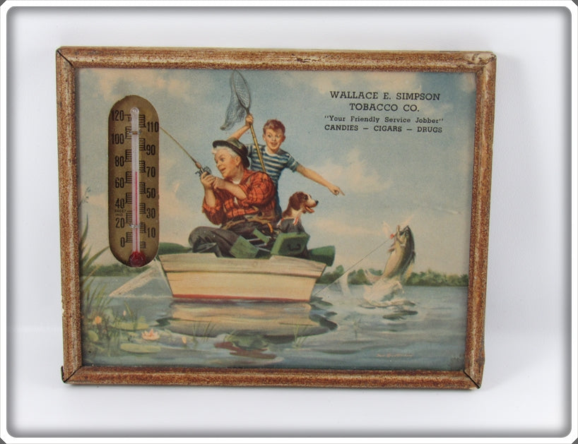 Vintage Wallace E Simpson Tobacco Co Fishing Thermometer