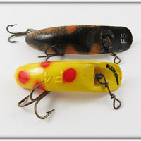 Vintage Helin Yellow F4 & Black F5 Fly Rod Flatfish Lure Pair