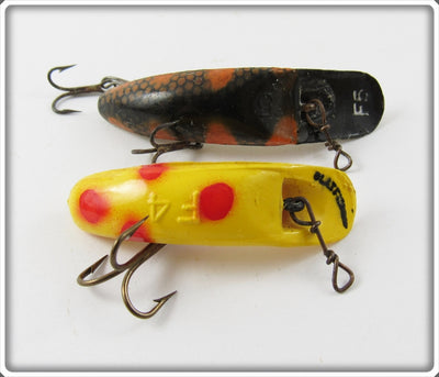 Vintage Helin Yellow F4 & Black F5 Fly Rod Flatfish Lure Pair