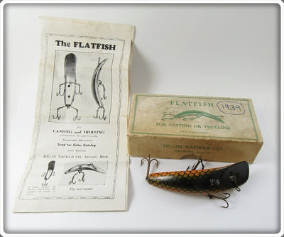 Vintage Helin Orange Scale T4 Flatfish Lure In Box