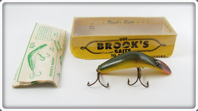 Vintage Brook's Baits Gold Scale Brook's Reefer Lure In Box