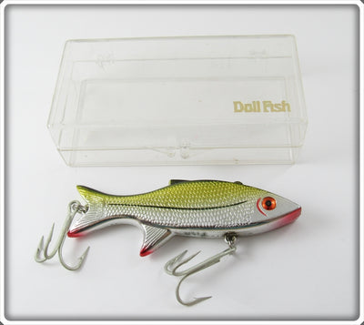 Vintage Thompson Lure Co Chrome & Yellow Doll Secret Lure In Box