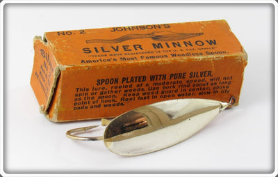 Vintage Johnson's Silver Minnow Spoon Lure In Box