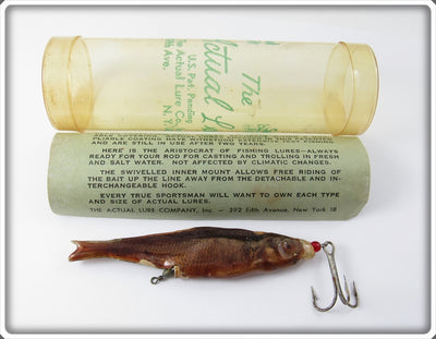 Vintage The Actual Lure Co Real Minnow In Tube