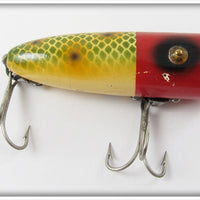 Vintage Heddon Red Head Frog Scale Baby Lucky 13 Lure