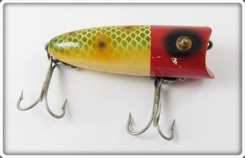 Vintage Heddon Red Head Frog Scale Baby Lucky 13 Lure For Sale