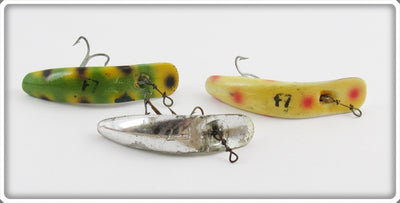 Helin F7 Flatfish Lot Of Three: Yellow, Frog, & Chrome