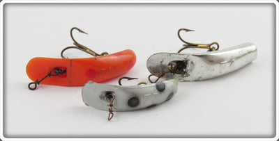 Helin F4 & F3 Flyrod Flatfish Lot Of Three: Orange, Chrome, & Grey