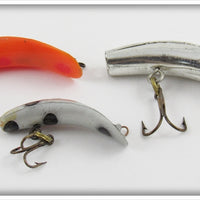 Helin F4 & F3 Flyrod Flatfish Lot Of Three: Orange, Chrome, & Grey