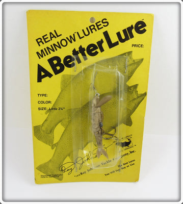 Ray Johnson Tackle Co Gold Real Minnow Lure On Card
