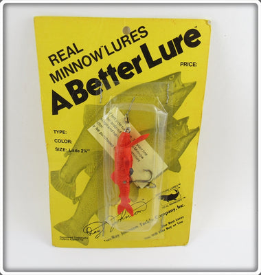 Ray Johnson Tackle Co Red Real Minnow Lure On Card