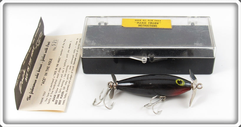 Vintage Poe's Black Ace In the Hole Lure In Box 