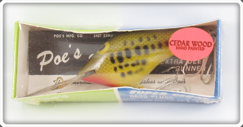 Vintage Poe's Chartreuse Baby Bass Super Cedar Lure In Box 