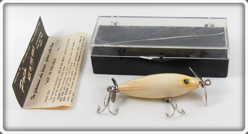 Vintage Poe's Ghost White Ace In The Hole Lure In Box