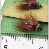 Lur All Red & Black Fly Rod Beetle Bug Pair On Cards