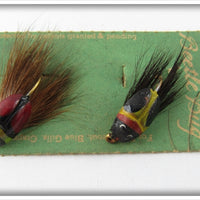 Vintage Lur All Red & Black Fly Rod Beetle Bug Lure Set On Card