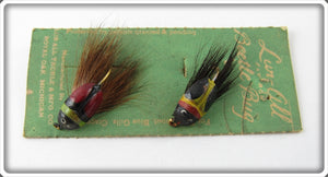 Vintage Lur All Red & Black Fly Rod Beetle Bug Lure Set On Card