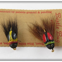 Vintage Lur All Yellow & Red Fly Rod Beetle Bug Lure Set On Card