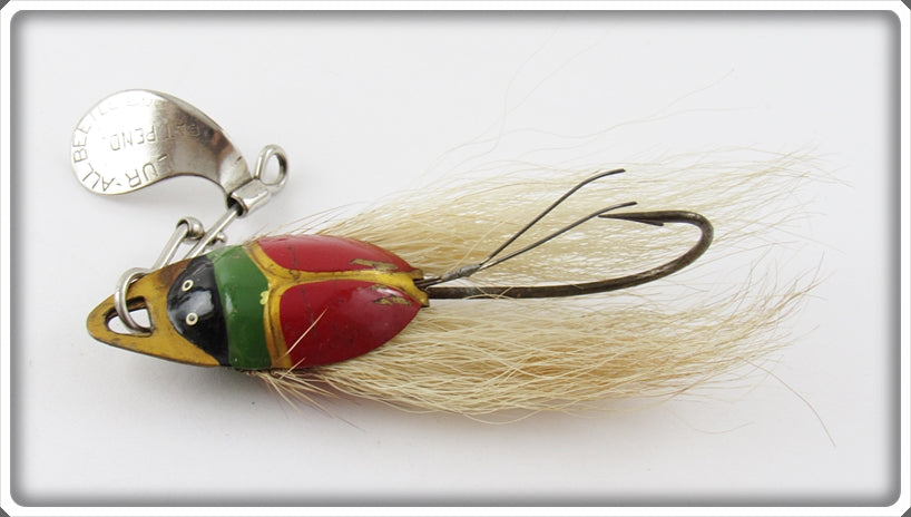 Vintage Lur All Red & Green Beetle Bug Bait Lure For Sale