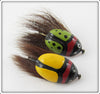 Vintage Lur All Or Millsite Yellow & Green Fly Rod Beetle Bug Lure