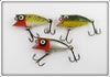 Heddon Tiny Lucky 13 Lot Of Three: Red Head Frog Scale, Bullfrog, & Red Head Shiner