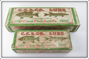 Vintage Creek Chub Jointed Snook & Baby Pikie Empty Lure Box Pair